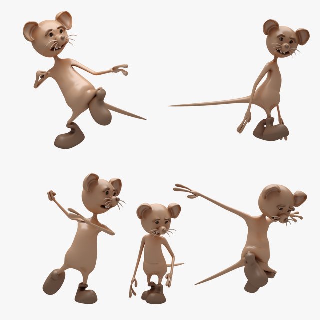 Cartoon Mouse 01-02 10 POSE 3D Model