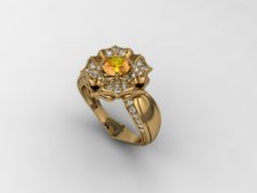 Jewellery ring with flower 3D Model