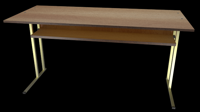 Wooden School Desk 3D Model