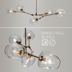 Branching bubble 5 lamps by Lindsey Adelman CLEAR GOLD 3D Model