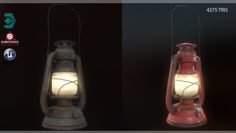 Low Poly Old Lantern Lamp PBR VR – AR – low-poly 3D Model