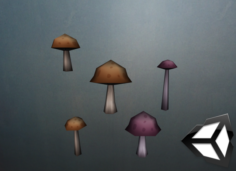 Mushrooms low-poly set 3D Model