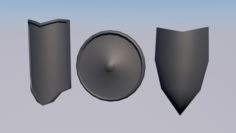 Shields three Low Poly 3D Model