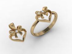 Jewellery ring pendant heart bow 3D Model