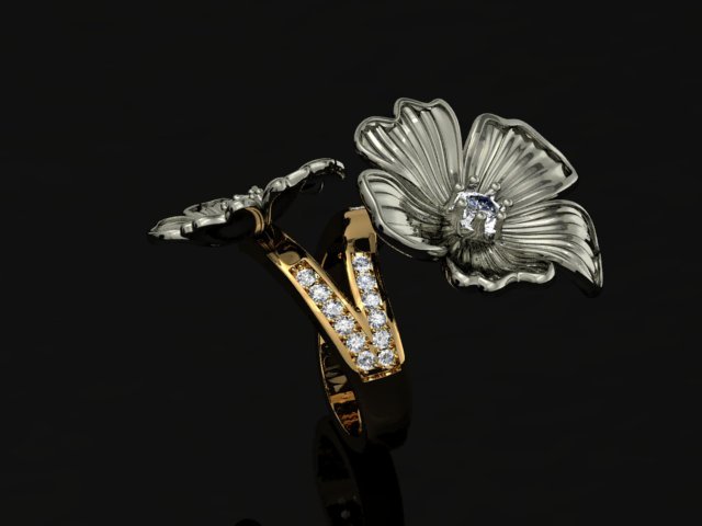 Jewellery ring flower 3D Model