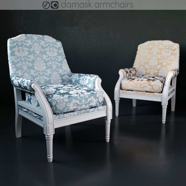 Damask armchairs 3D Model