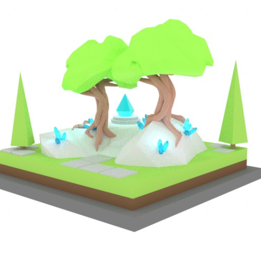 Isometric Nature Scene						 Free 3D Model