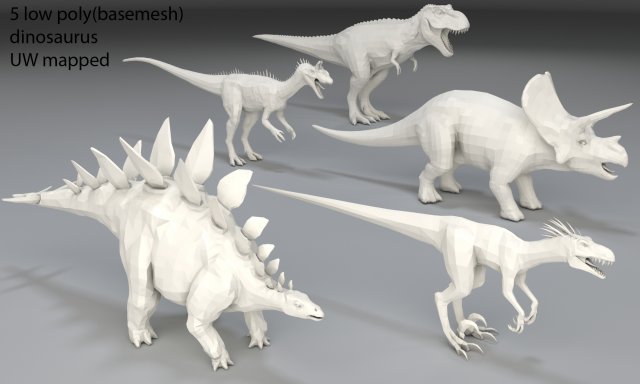 Dinosaur-5 peaces-low poly-part 4 3D Model