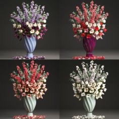 Collection of bouquets of spring flowers 3D Model