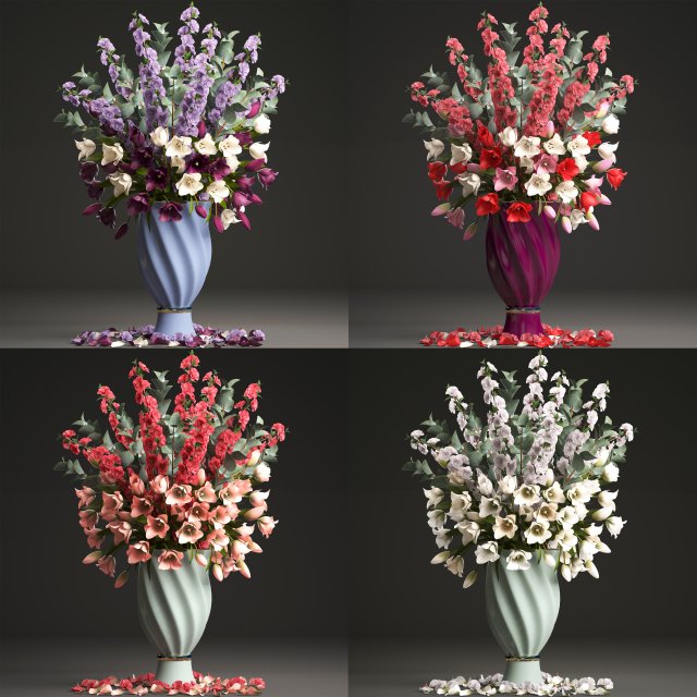 Collection of bouquets of spring flowers 3D Model
