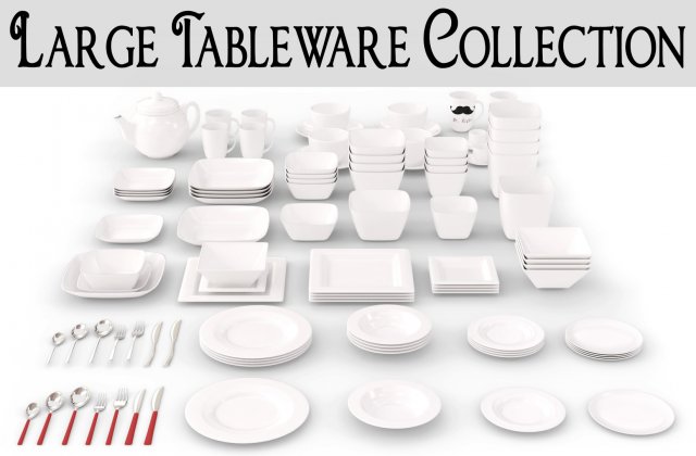 Large Tableware Collection – Plate Set 3D Model