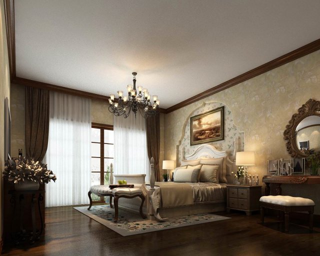 Luxury stylish interior master Bedroom – 53 3D Model