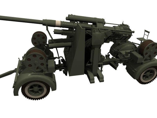 FlaK 88mm with limbers 3D Model
