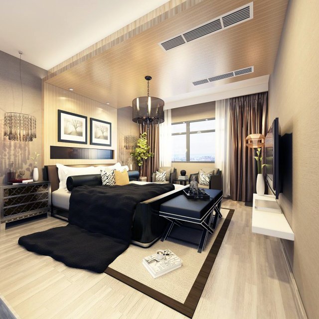Luxurious stylish bedroom 13 3D Model