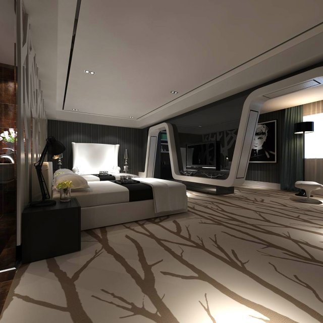 Luxurious stylish bedroom 21 3D Model