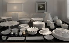 Luxurious Porcelain set dinnerware dishware plate collection 3D Model