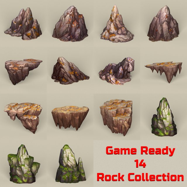 Game Ready Stone Rocks Collection 3D Model