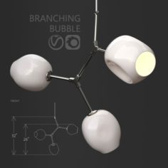 Branching bubble 3 lamps by Lindsey Adelman MILK SILVER 3D Model