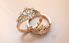Ring crown with stones 3D Model