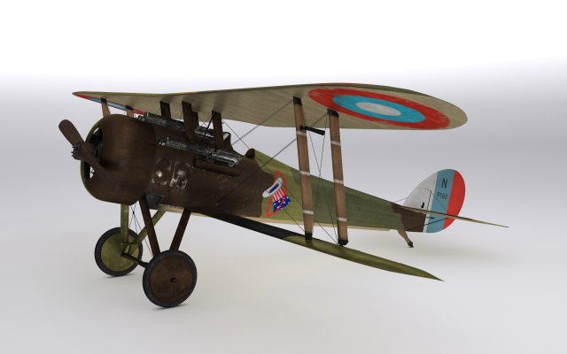 Nieuport 28 C1 French WW1 biplane fighter 3D Model