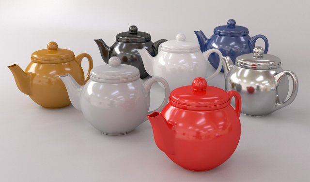 Colorful Teapot Set 3D Model