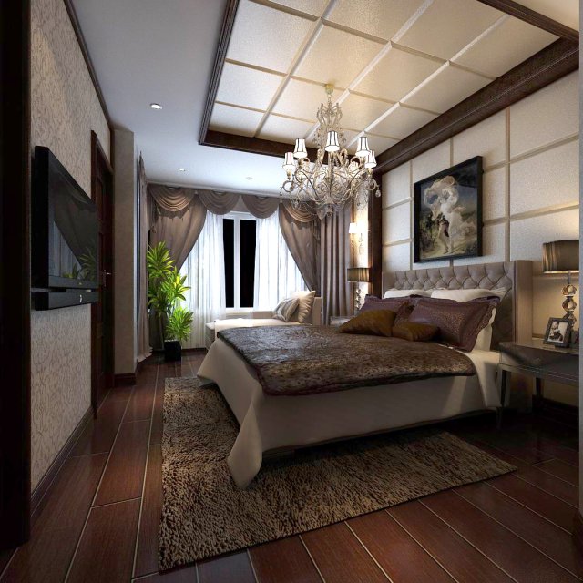 Luxurious stylish bedroom 02 3D Model