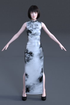 Cheongsam Woman 3D Model