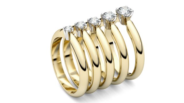 Solitaire rings Collection 3D print model 3D Model