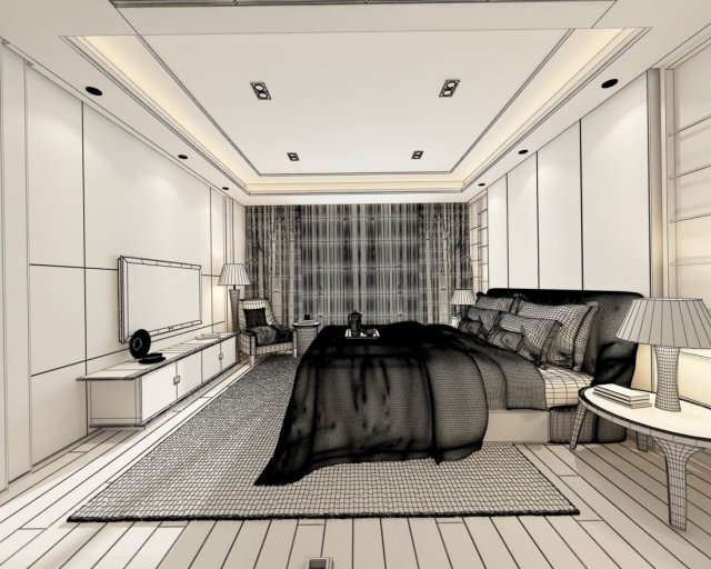 Bedroom hotel suites designed 03 3D Model