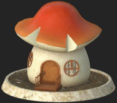 Cartoon mushroom house 5 3D Model