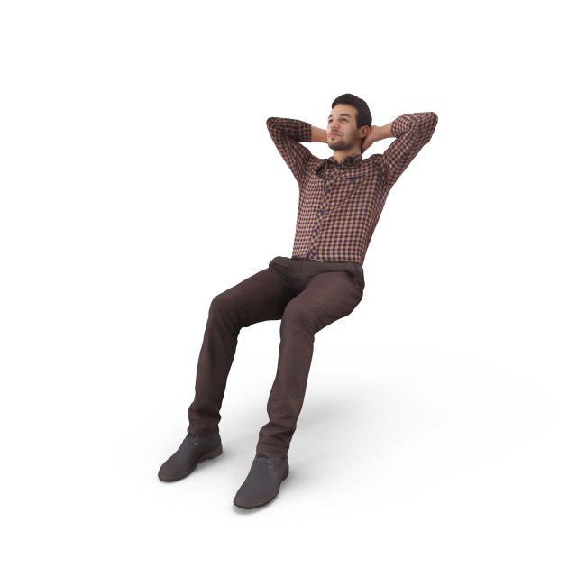 Sitting Fan Man 3D Model