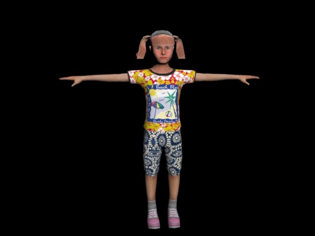 Child Girl Beach T-Shaped Rigged 3D Model