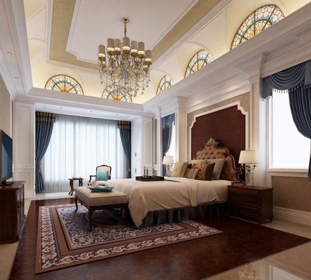 Bedroom – European style -9409 3D Model