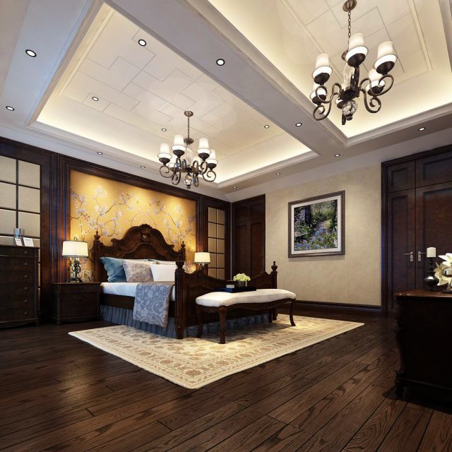 Luxury stylish interior master Bedroom – 77 3D Model