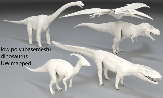 Dinosaur-5 peaces-low poly-part 5 3D Model