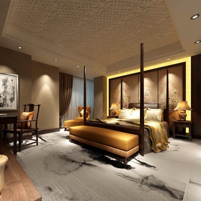 Luxurious stylish bedroom 05 3D Model