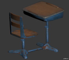 School Desk 3D Model