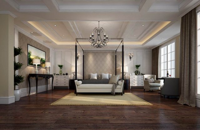 Luxury stylish interior master Bedroom – 60 3D Model