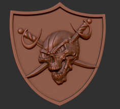 Skull with swords on a shield 3D Model