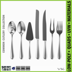 Common Cutlery Serving Set 7 Pieces 3D Model