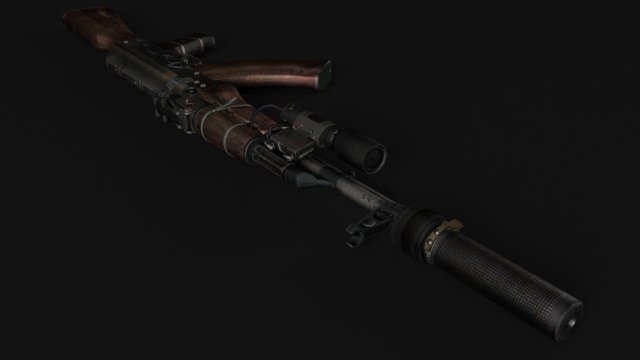 AK – 47 Assault Rifle Custom modification 3D Model