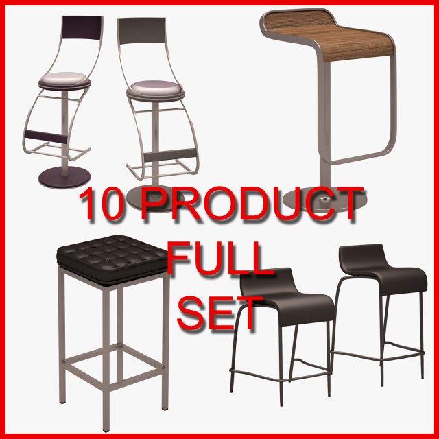 Bar Chair Set 10 Product 3D Model