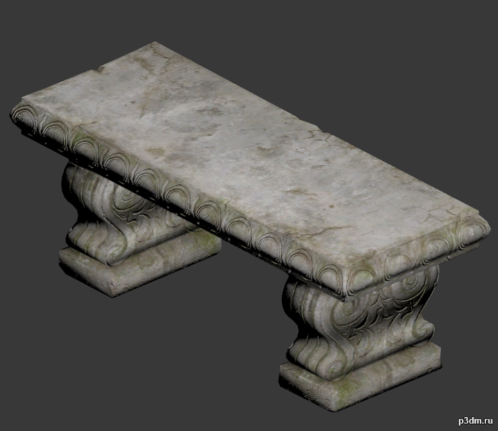 Stone Bench 3D Model