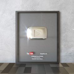 Silver YouTube Play Button						 Free 3D Model