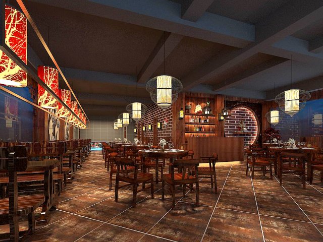 Business Restaurant – Coffee – Banquet 140 3D Model