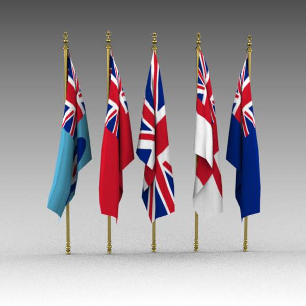 British Flags 3D Model