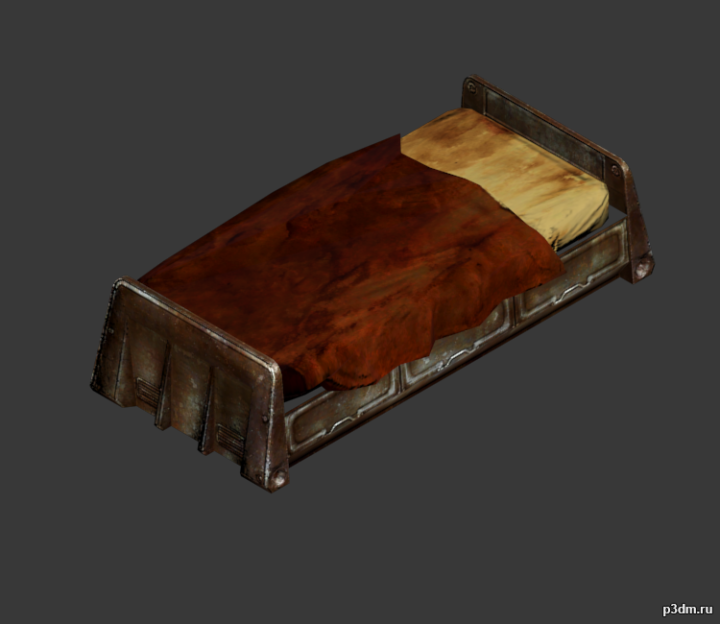 Vault Single Bed Dirty 3D Model