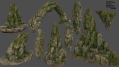 Mossy rocks set 3D Model