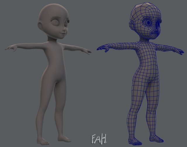 Base mesh girl character 3D Model