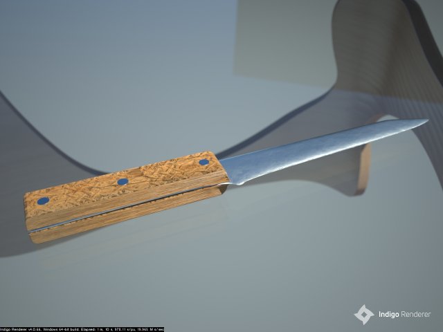 Knife with a wooden handle Free 3D Model